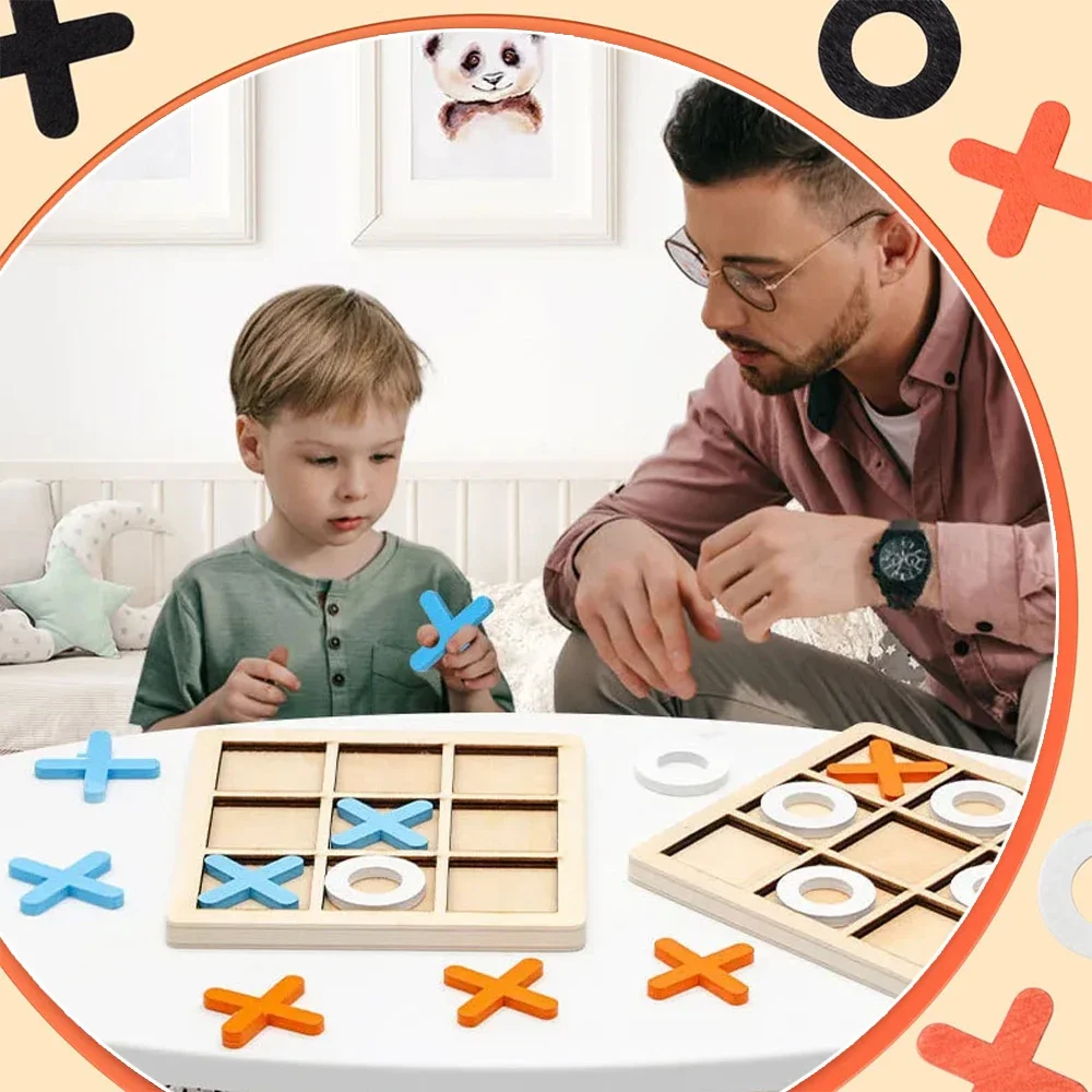 Wooden XO Tic Tac Toe Game Min - Party Games Kids Indoor 评论和价格
