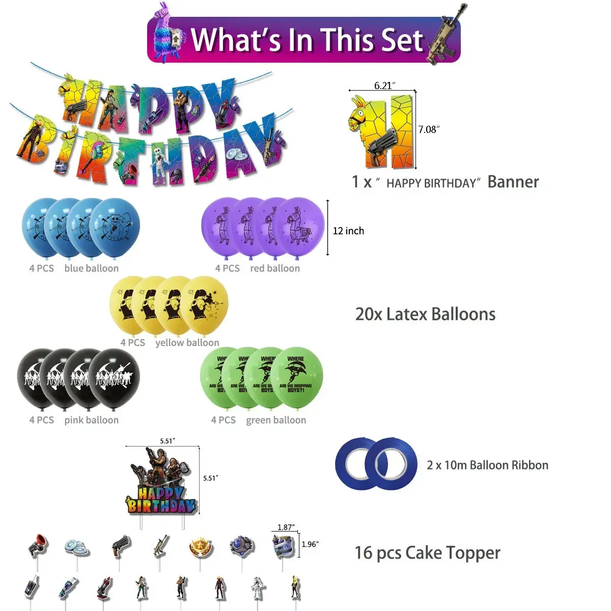 Hot Game Fortnite Theme DIY Ba - Party Games Adult Birthday 评论和价格