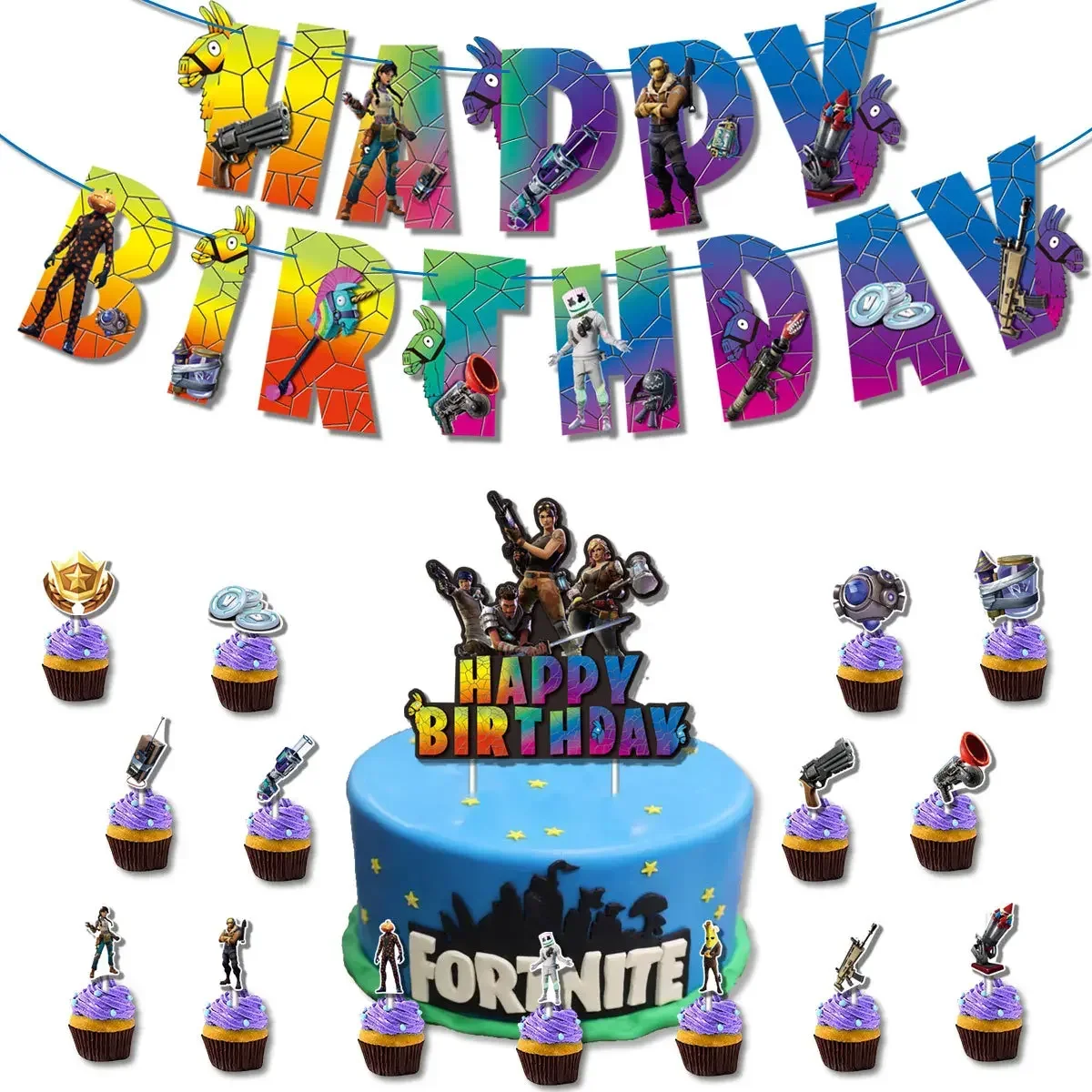 Hot Game Fortnite Theme DIY Ba - Party Games Adult Birthday 评论和价格